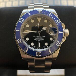Seiko Mod blue marine master automatic watch